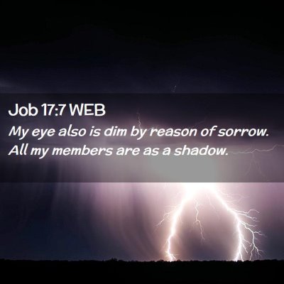 Picture 02 - Job 17:7 WEB - My eye also is dim by reason of sorrow. All my - Bible Verse Picture