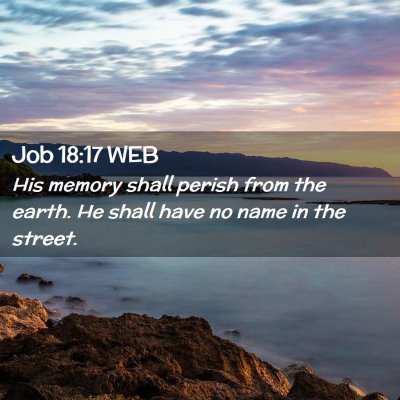 Picture 02 - Job 18:17 WEB - His memory shall perish from the earth. He shall - Bible Verse Picture