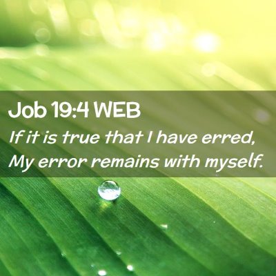 Picture 02 - Job 19:4 WEB - If it is true that I have erred, My error remains - Bible Verse Picture