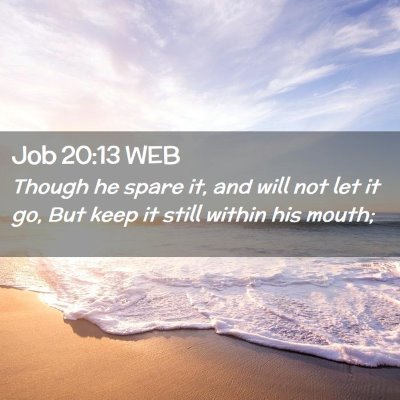 Picture 02 - Job 20:13 WEB - Though he spare it, and will not let it go, But - Bible Verse Picture