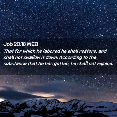 Picture 02 - Job 20:18 WEB - That for which he labored he shall restore, and - Bible Verse Picture