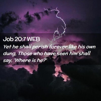Picture 02 - Job 20:7 WEB - Yet he shall perish forever like his own dung, - Bible Verse Picture