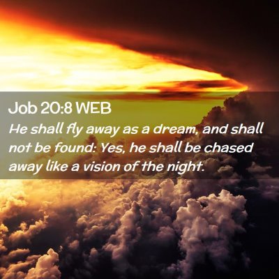 Picture 02 - Job 20:8 WEB - He shall fly away as a dream, and shall not be - Bible Verse Picture