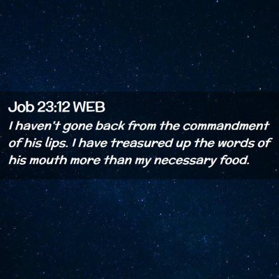 Picture 02 - Job 23:12 WEB - I haven't gone back from the commandment of his - Bible Verse Picture