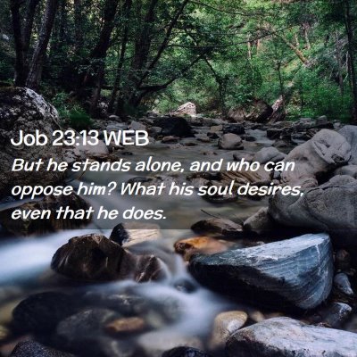 Picture 02 - Job 23:13 WEB - But he stands alone, and who can oppose him? What - Bible Verse Picture