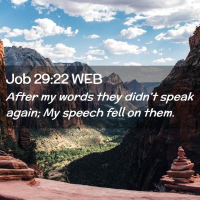 Picture 02 - Job 29:22 WEB - After my words they didn't speak again; My speech - Bible Verse Picture