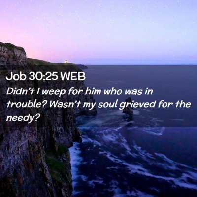 Picture 02 - Job 30:25 WEB - Didn't I weep for him who was in trouble? Wasn't - Bible Verse Picture