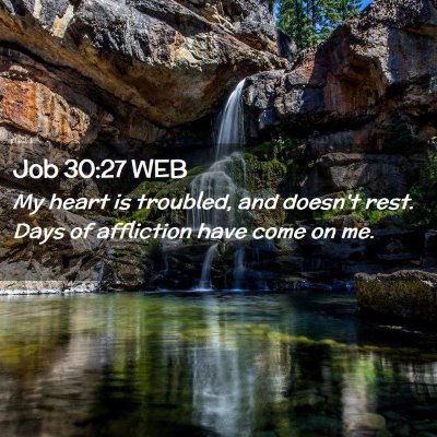Picture 02 - Job 30:27 WEB - My heart is troubled, and doesn't rest. Days of - Bible Verse Picture
