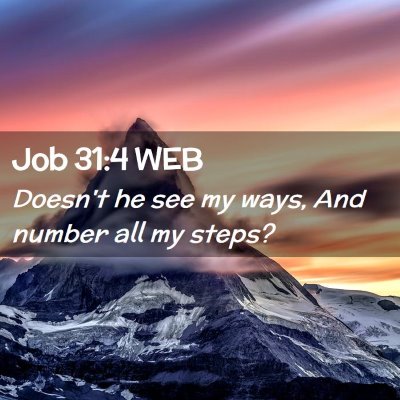 Picture 02 - Job 31:4 WEB - Doesn't he see my ways, And number all my - Bible Verse Picture