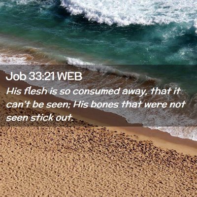 Picture 02 - Job 33:21 WEB - His flesh is so consumed away, that it can't be - Bible Verse Picture
