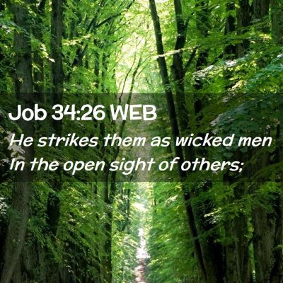 Picture 02 - Job 34:26 WEB - He strikes them as wicked men In the open sight - Bible Verse Picture