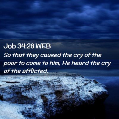 Picture 02 - Job 34:28 WEB - So that they caused the cry of the poor to come - Bible Verse Picture