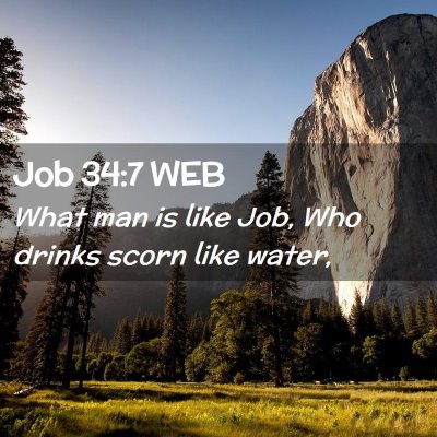 Picture 02 - Job 34:7 WEB - What man is like Job, Who drinks scorn like - Bible Verse Picture