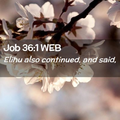 Picture 02 - Job 36:1 WEB - Elihu also continued, and - Bible Verse Picture