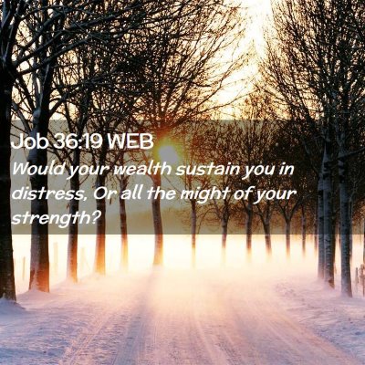 Picture 02 - Job 36:19 WEB - Would your wealth sustain you in distress, Or all - Bible Verse Picture