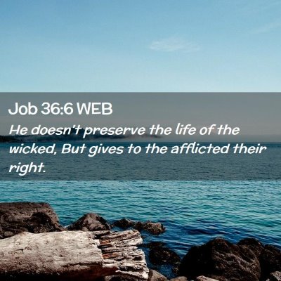Picture 02 - Job 36:6 WEB - He doesn't preserve the life of the wicked, But - Bible Verse Picture