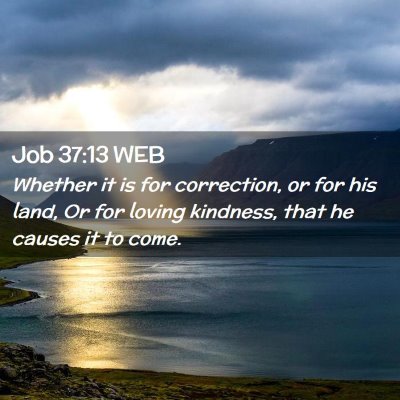 Picture 02 - Job 37:13 WEB - Whether it is for correction, or for his land, Or - Bible Verse Picture