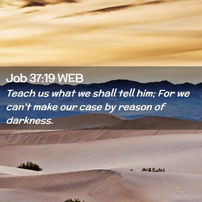 Picture 02 - Job 37:19 WEB - Teach us what we shall tell him; For we can't - Bible Verse Picture