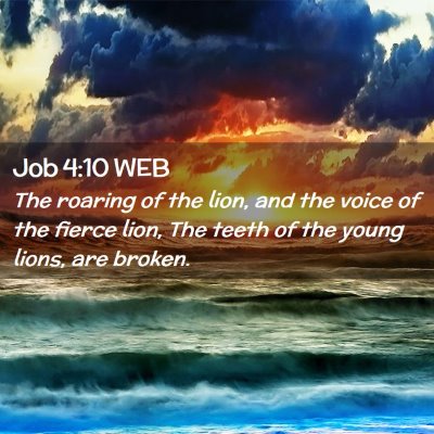 Picture 02 - Job 4:10 WEB - The roaring of the lion, and the voice of the - Bible Verse Picture