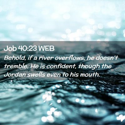 Picture 02 - Job 40:23 WEB - Behold, if a river overflows, he doesn't tremble. - Bible Verse Picture