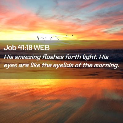 Picture 02 - Job 41:18 WEB - His sneezing flashes forth light, His eyes are - Bible Verse Picture