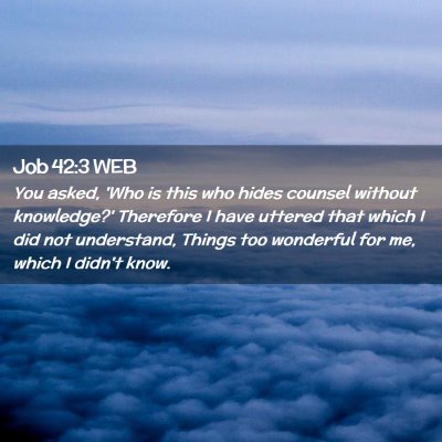 Picture 02 - Job 42:3 WEB - You asked, 'Who is this who hides counsel without - Bible Verse Picture