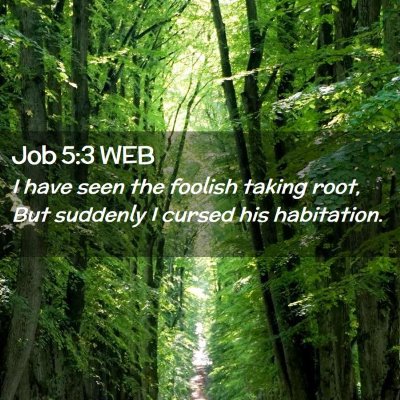Picture 02 - Job 5:3 WEB - I have seen the foolish taking root, But suddenly - Bible Verse Picture
