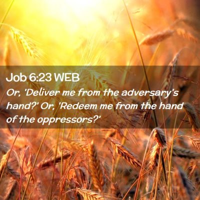 Picture 02 - Job 6:23 WEB - Or, 'Deliver me from the adversary's hand?' Or, - Bible Verse Picture