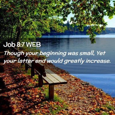 Picture 02 - Job 8:7 WEB - Though your beginning was small, Yet your latter - Bible Verse Picture