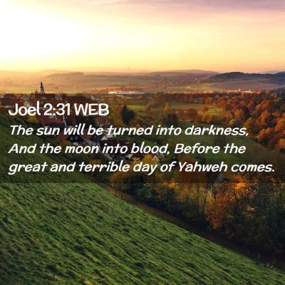 Picture 02 - Joel 2:31 WEB - The sun will be turned into darkness, And the - Bible Verse Picture