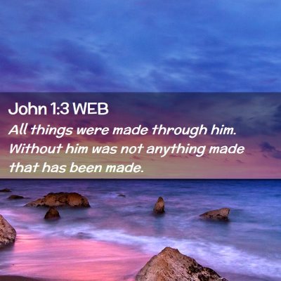 Picture 02 - John 1:3 WEB - All things were made through him. Without him was - Bible Verse Picture