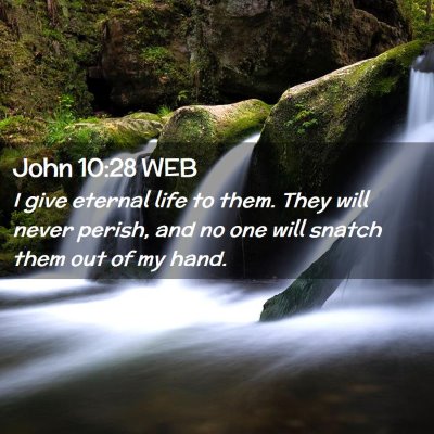 Picture 02 - John 10:28 WEB - I give eternal life to them. They will never - Bible Verse Picture