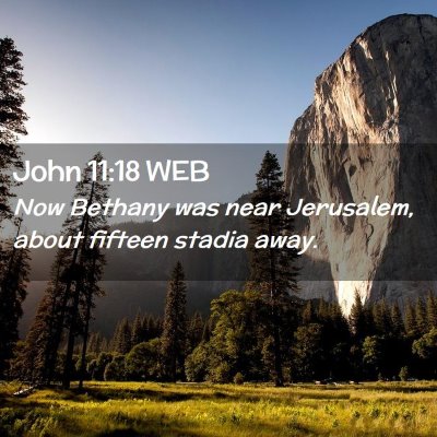 Picture 02 - John 11:18 WEB - Now Bethany was near Jerusalem, about fifteen - Bible Verse Picture