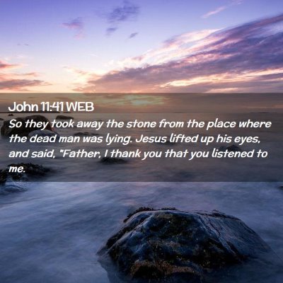 Picture 02 - John 11:41 WEB - So they took away the stone from the place where - Bible Verse Picture