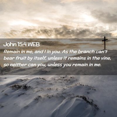 Picture 02 - John 15:4 WEB - Remain in me, and I in you. As the branch can't - Bible Verse Picture