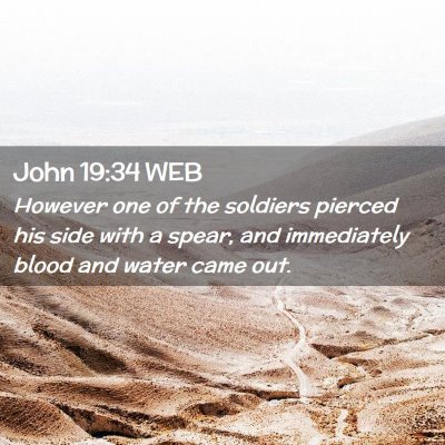 Picture 02 - John 19:34 WEB - However one of the soldiers pierced his side with - Bible Verse Picture