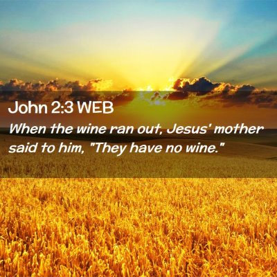 Picture 02 - John 2:3 WEB - When the wine ran out, Jesus' mother said to him, - Bible Verse Picture