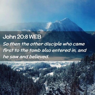 Picture 02 - John 20:8 WEB - So then the other disciple who came first to the - Bible Verse Picture