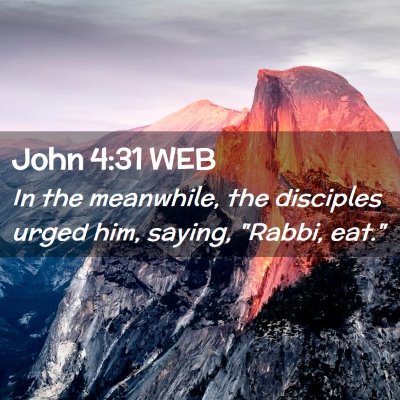 Picture 02 - John 4:31 WEB - In the meanwhile, the disciples urged him, - Bible Verse Picture