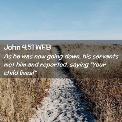 Picture 02 - John 4:51 WEB - As he was now going down, his servants met him - Bible Verse Picture
