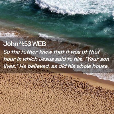 Picture 02 - John 4:53 WEB - So the father knew that it was at that hour in - Bible Verse Picture