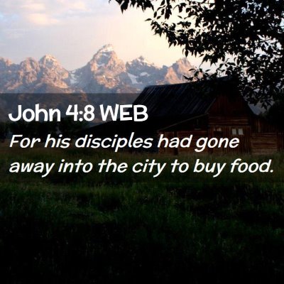 Picture 02 - John 4:8 WEB - For his disciples had gone away into the city to - Bible Verse Picture