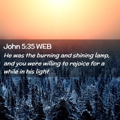 Picture 02 - John 5:35 WEB - He was the burning and shining lamp, and you were - Bible Verse Picture