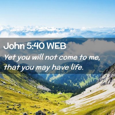 Picture 02 - John 5:40 WEB - Yet you will not come to me, that you may have - Bible Verse Picture