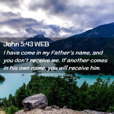 Picture 02 - John 5:43 WEB - I have come in my Father's name, and you don't - Bible Verse Picture