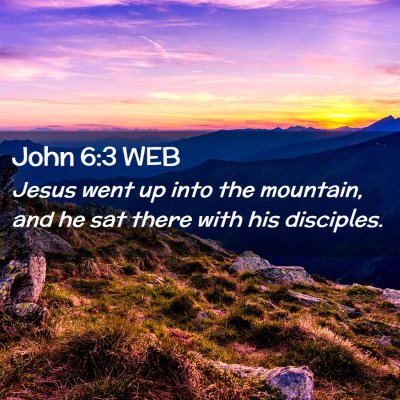 Picture 02 - John 6:3 WEB - Jesus went up into the mountain, and he sat there - Bible Verse Picture