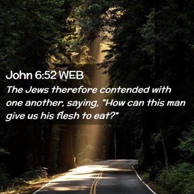 Picture 02 - John 6:52 WEB - The Jews therefore contended with one another, - Bible Verse Picture