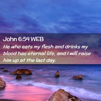 Picture 02 - John 6:54 WEB - He who eats my flesh and drinks my blood has - Bible Verse Picture