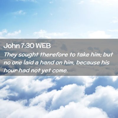 Picture 02 - John 7:30 WEB - They sought therefore to take him; but no one - Bible Verse Picture