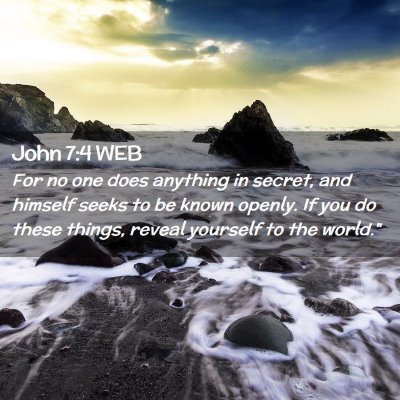 Picture 02 - John 7:4 WEB - For no one does anything in secret, and himself - Bible Verse Picture